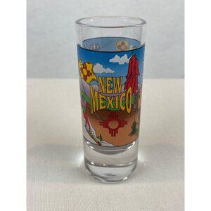 New Mexico Souvenir Shot Glass Colorful Southwest Landmarks Hot Air Baloons